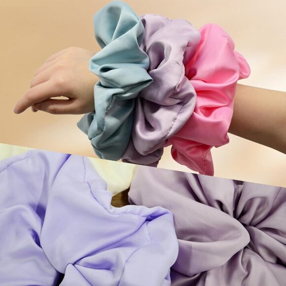 Jumbo Satin Hair Accessories 18 Colors Elastic Scrunchies for Thick Hair Women G main image 3